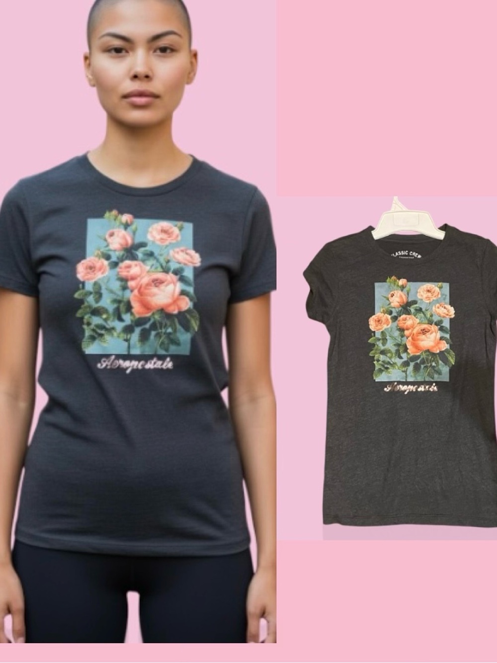 Aeropostale Black Classic Graphic Tee Label